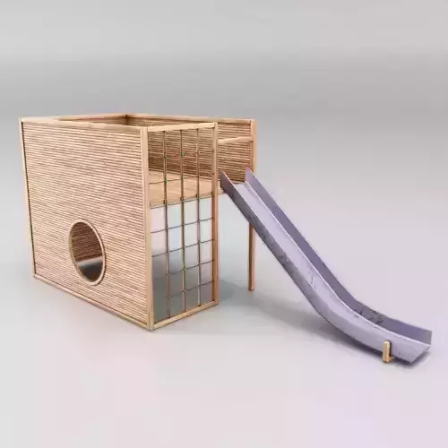 Childrens Slide Wooden Low-poly 3D model