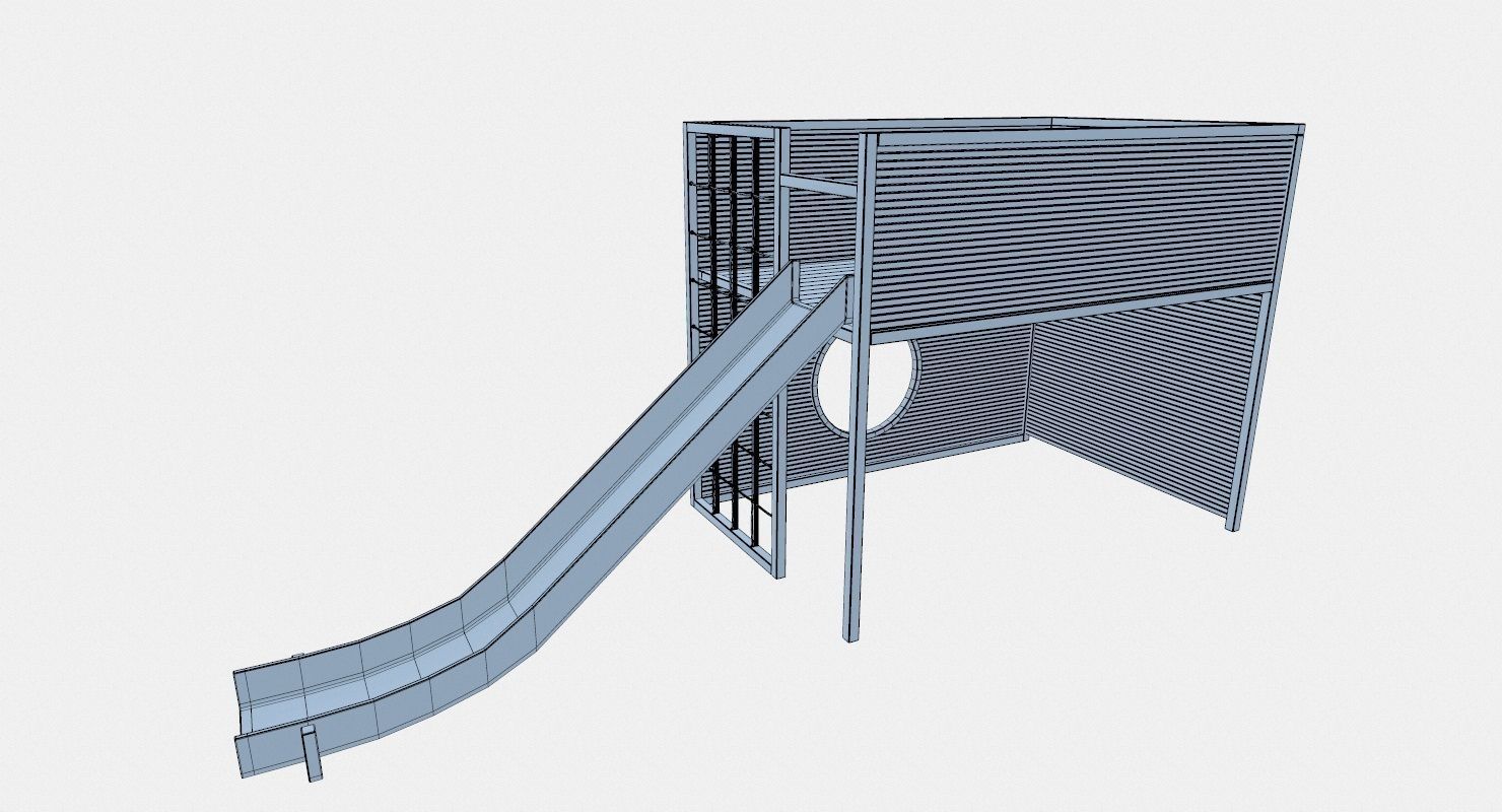 Childrens Slide Wooden Low-poly 3D model_10