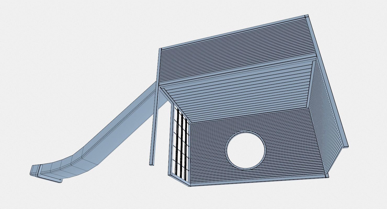 Childrens Slide Wooden Low-poly 3D model_11