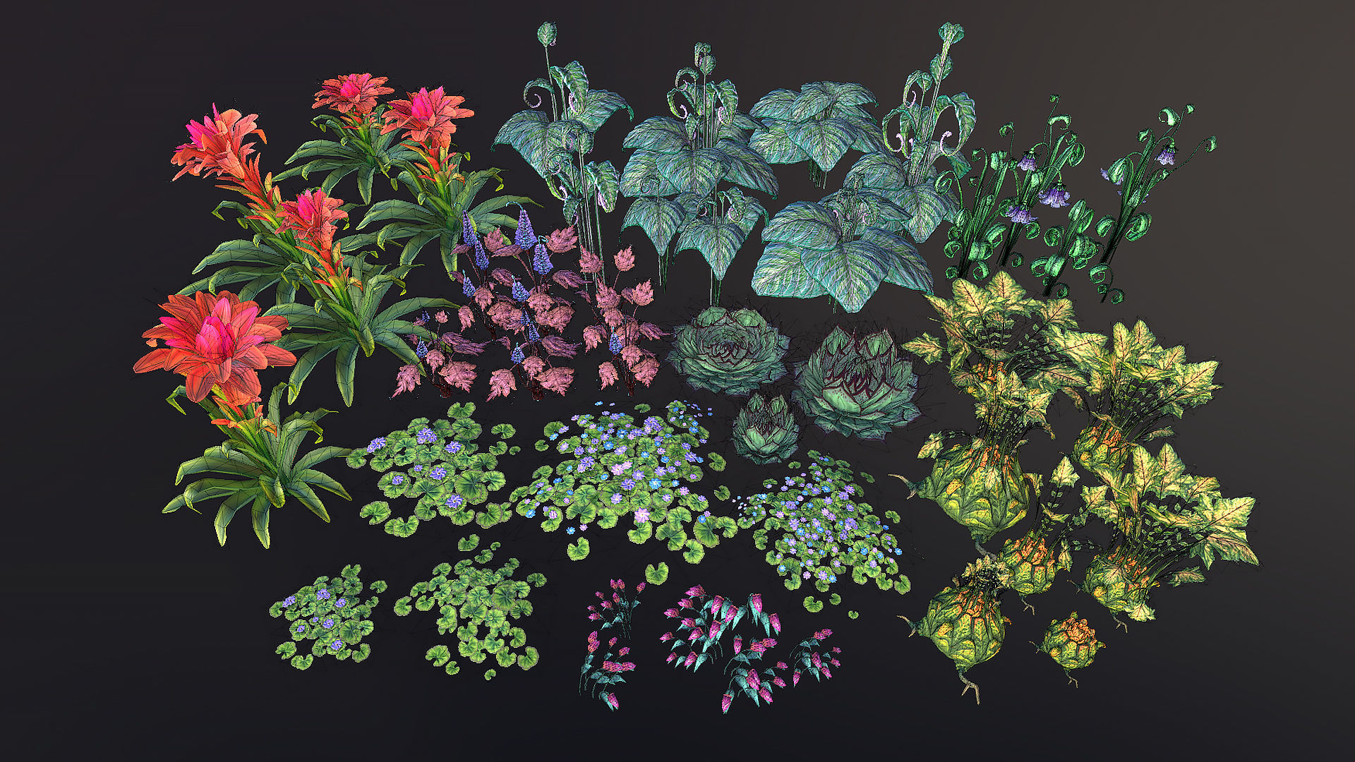 Fantasy plants 1 Low-poly 3D model_1