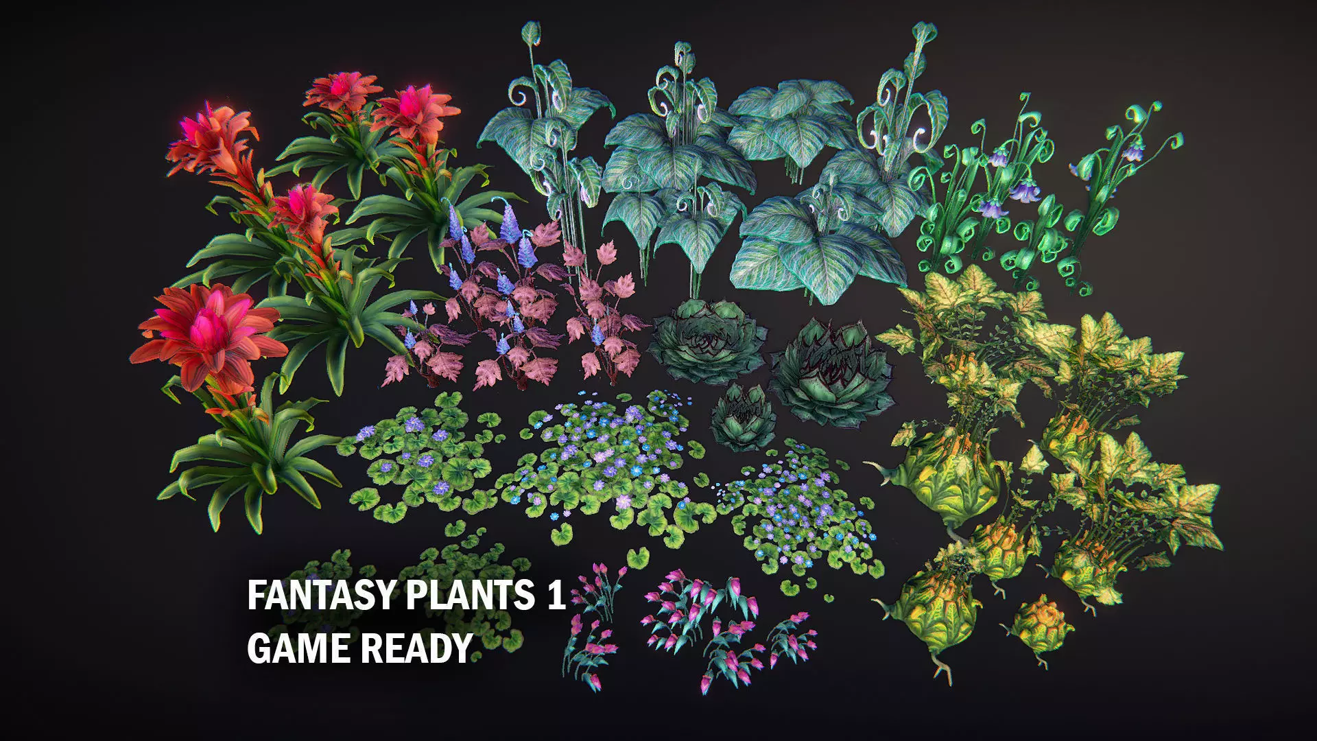 Fantasy plants 1 Low-poly 3D model_0