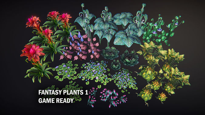 Fantasy plants 1 Low-poly 3D model