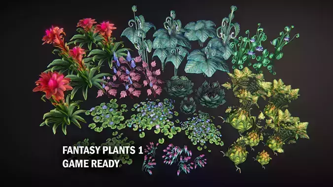 Fantasy plants 1 Low-poly 3D model