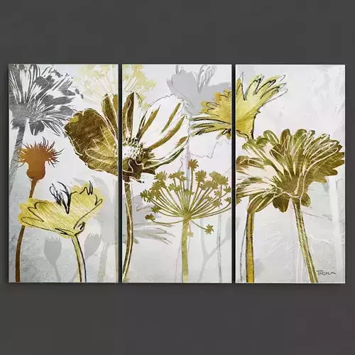 Flowers art in gold 3D model