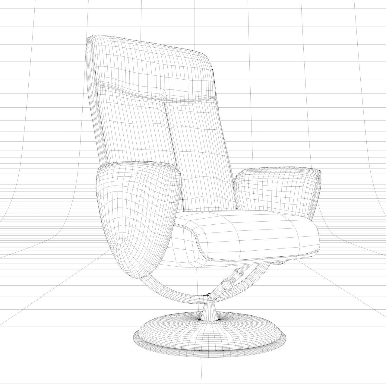 Leather Office Chair Low-poly 3D model_1