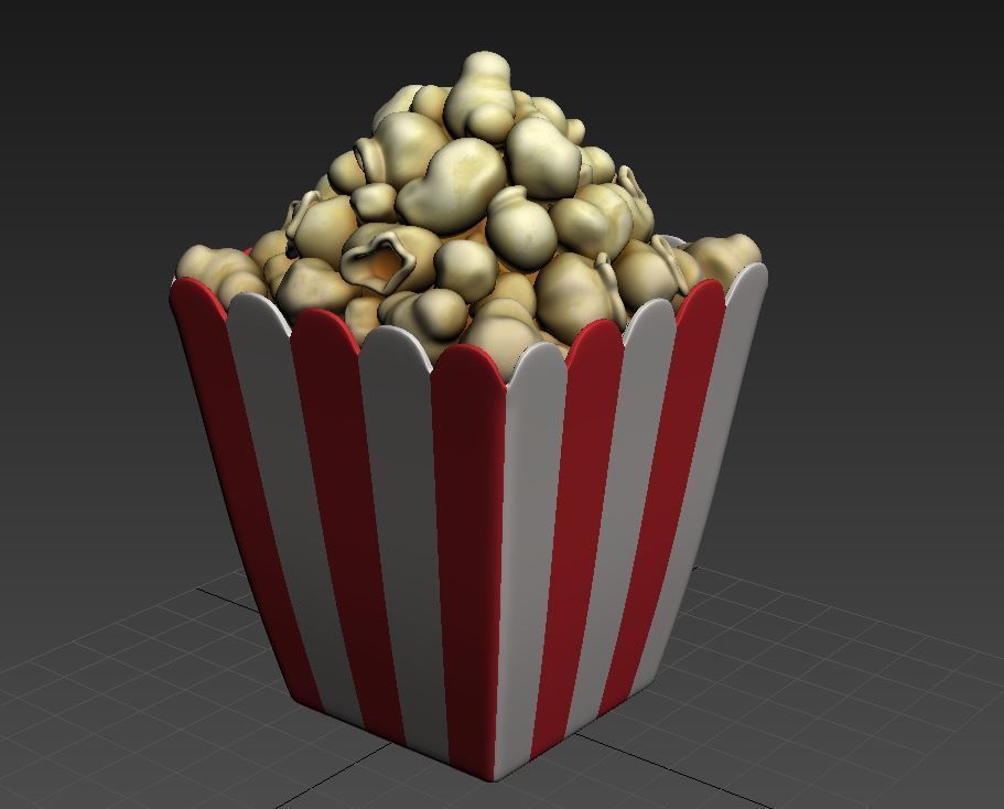 Popcorn in striped box 3D model_6