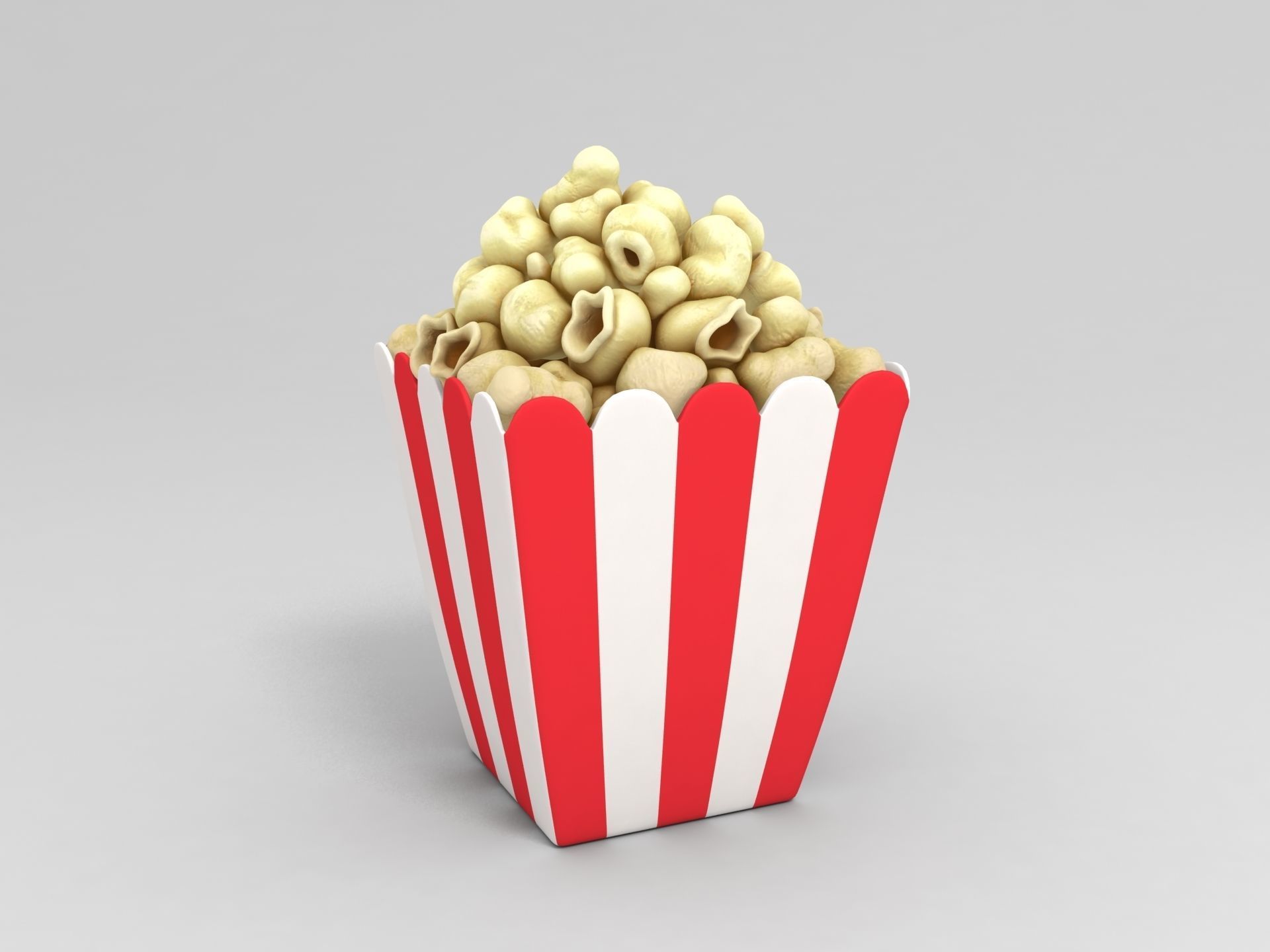 Popcorn in striped box 3D model_2