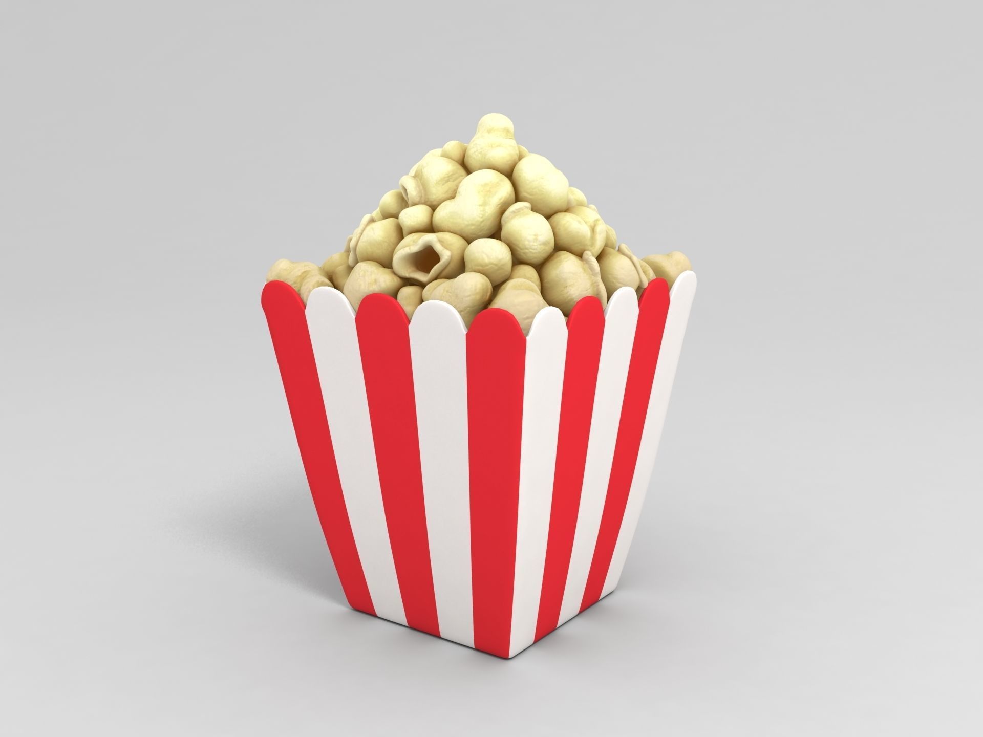 Popcorn in striped box 3D model_1