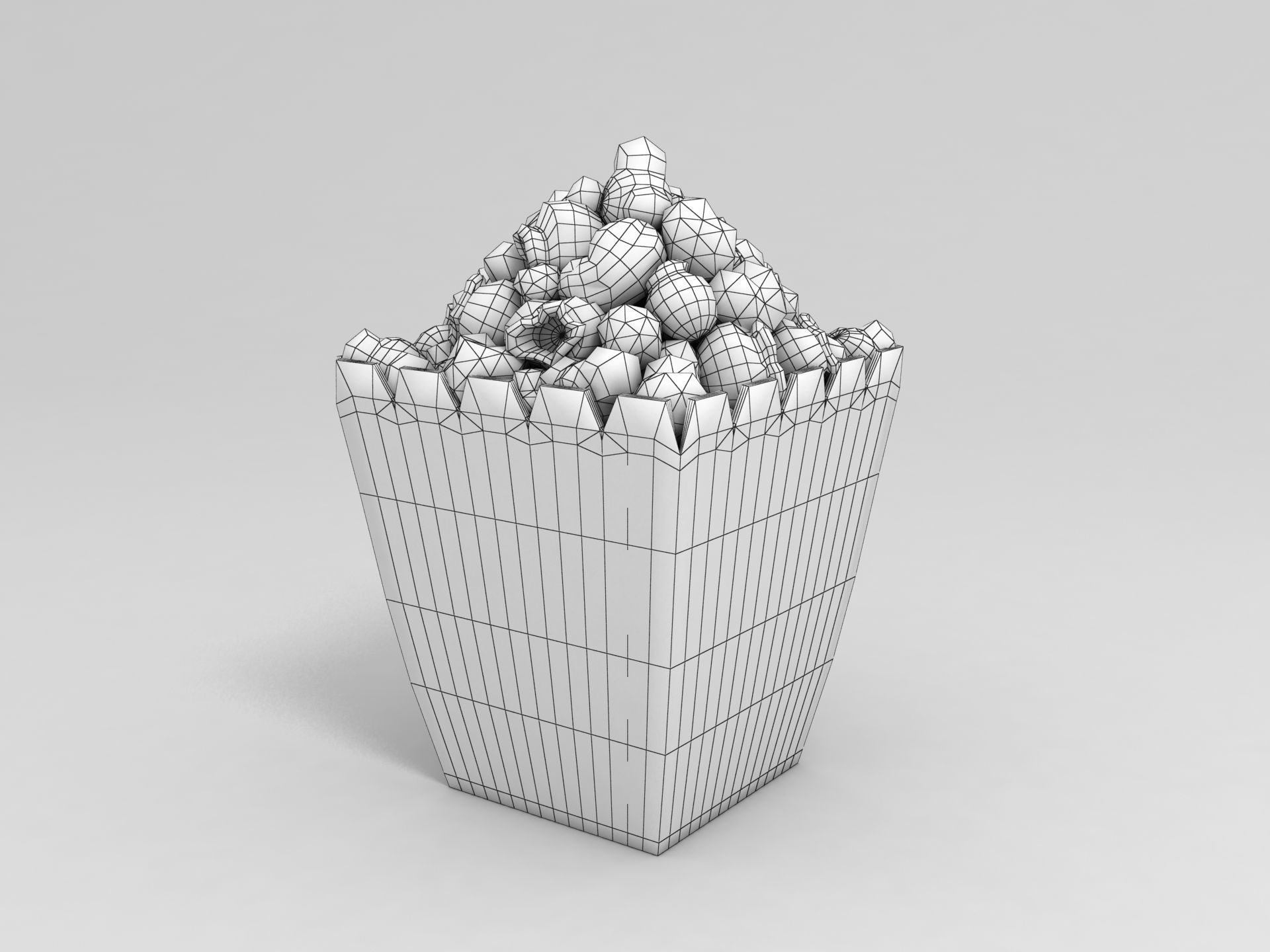 Popcorn in striped box 3D model_5