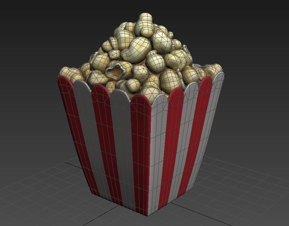 Popcorn in striped box 3D model_7