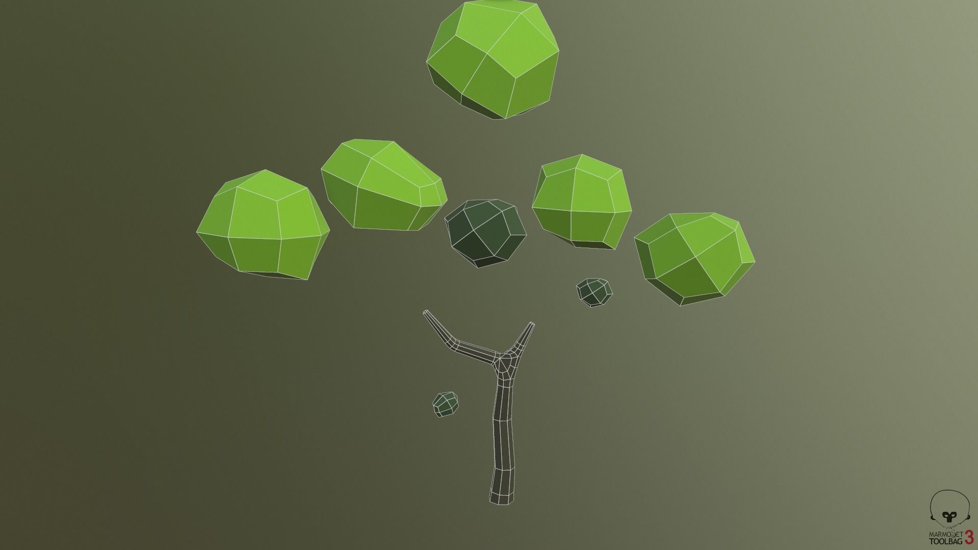 Tree Cartoon Low Poly  Free low-poly 3D model_9
