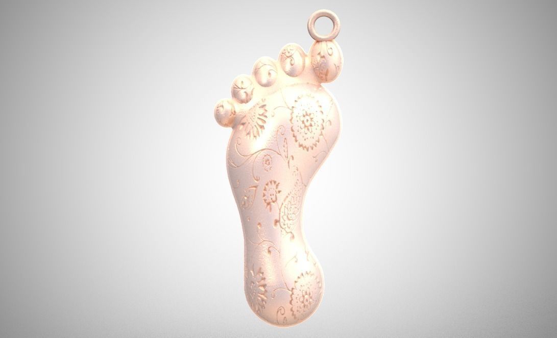 Footprint Necklace 3D print model_7