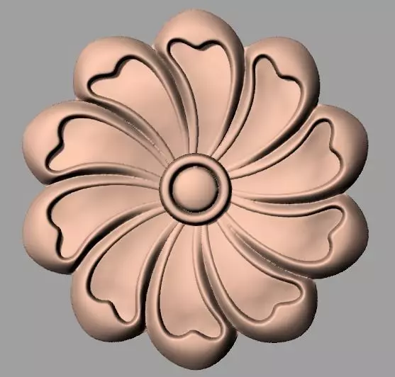Furniture decoration round flower 3D STL model for CNC E899 3D model_0