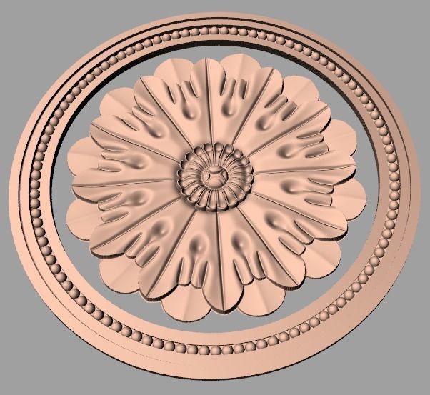 Furniture decoration round flower 3D STL model for CNC E894 3D model_1