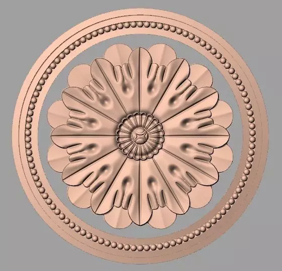 Furniture decoration round flower 3D STL model for CNC E894 3D model_0