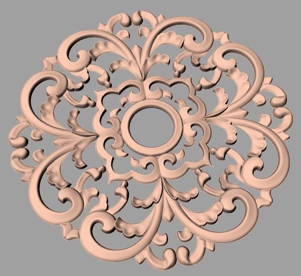 Furniture decoration round flower 3D STL model for CNC E893 3D model_1