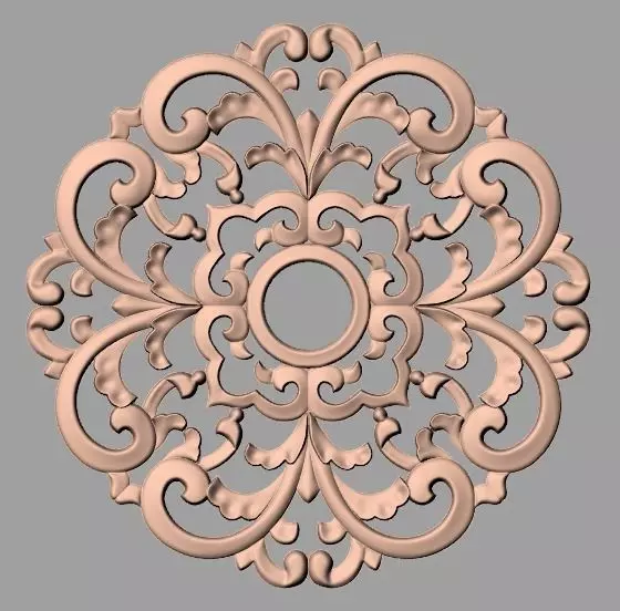 Furniture decoration round flower 3D STL model for CNC E893 3D model_0