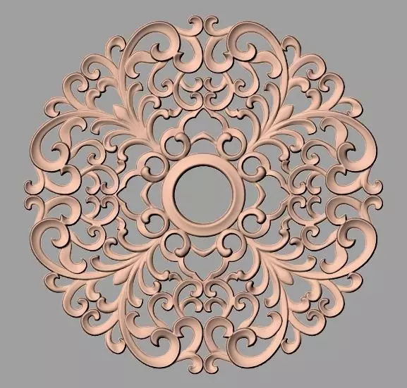 Furniture decoration round flower 3D STL model for CNC E892 3D model_0