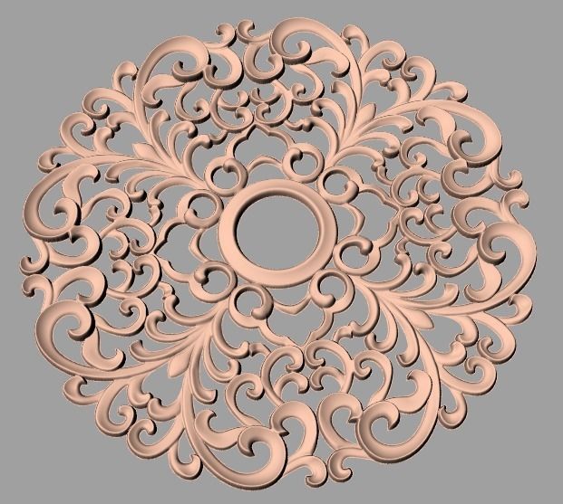Furniture decoration round flower 3D STL model for CNC E892 3D model_1