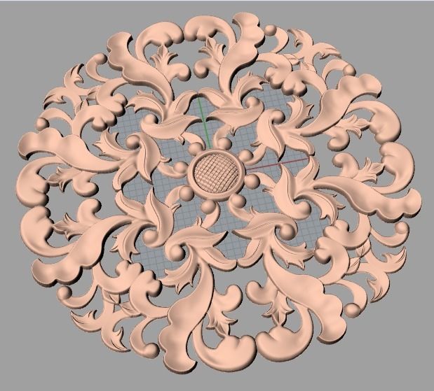 Furniture decoration round flower 3D STL model for CNC E891 3D model_1