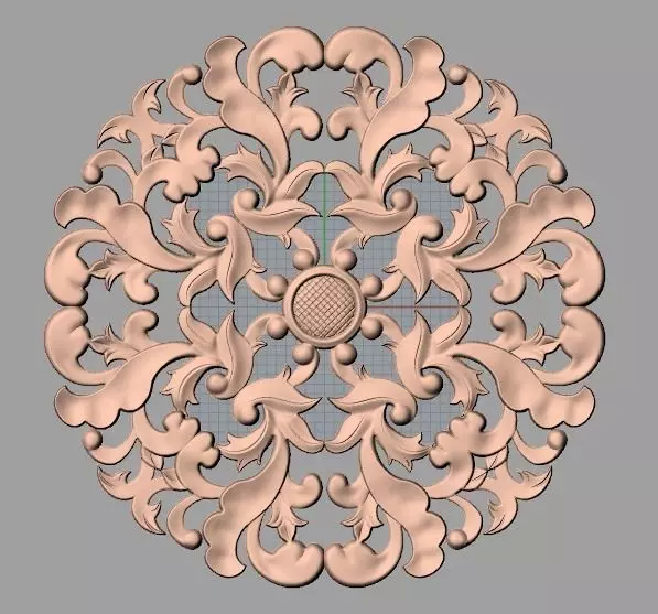 Furniture decoration round flower 3D STL model for CNC E891 3D model_0