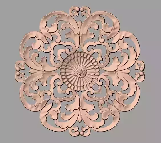 Furniture decoration round flower 3D STL model for CNC E890