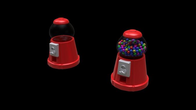 Gumball Machine Set Low-poly 3D model