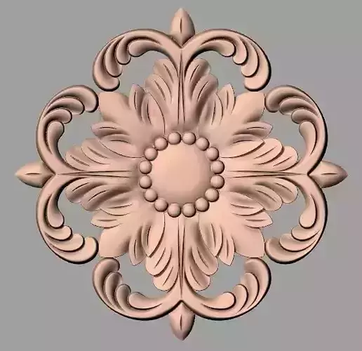 Furniture decoration round flower 3D STL model for CNC E886