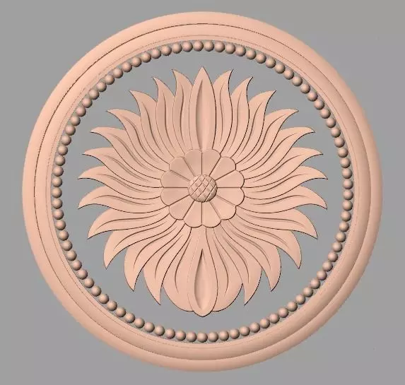 Furniture decoration round flower 3D STL model for CNC E885 3D model_0