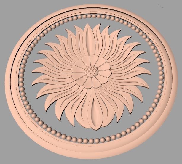 Furniture decoration round flower 3D STL model for CNC E885 3D model_1
