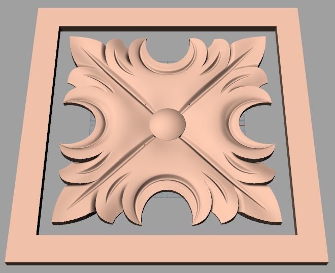 Furniture decoration round flower 3D STL model for CNC E884 3D model_1
