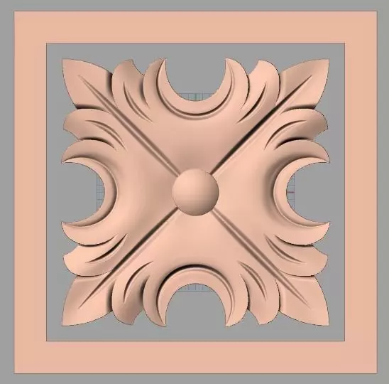 Furniture decoration round flower 3D STL model for CNC E884 3D model_0