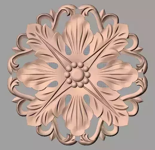 Furniture decoration round flower 3D STL model for CNC E883