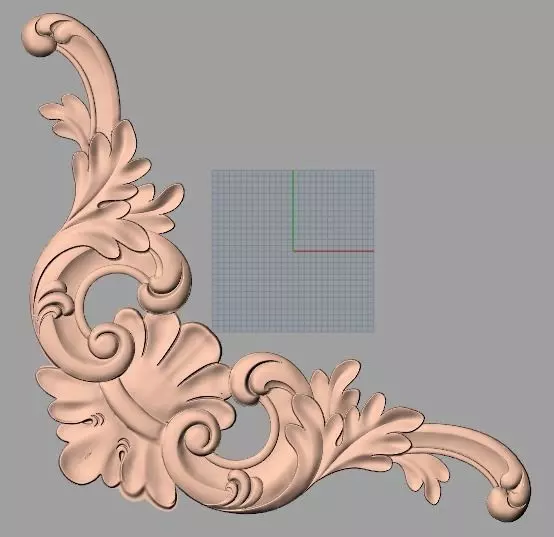 Furniture decorative corner flower 3D STL model for CNC E882 3D model_0