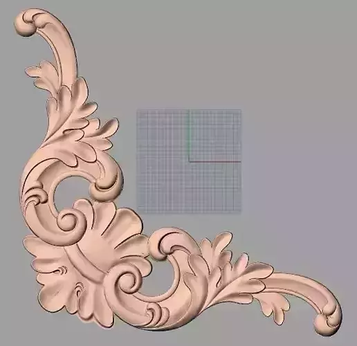 Furniture decorative corner flower 3D STL model for CNC E882