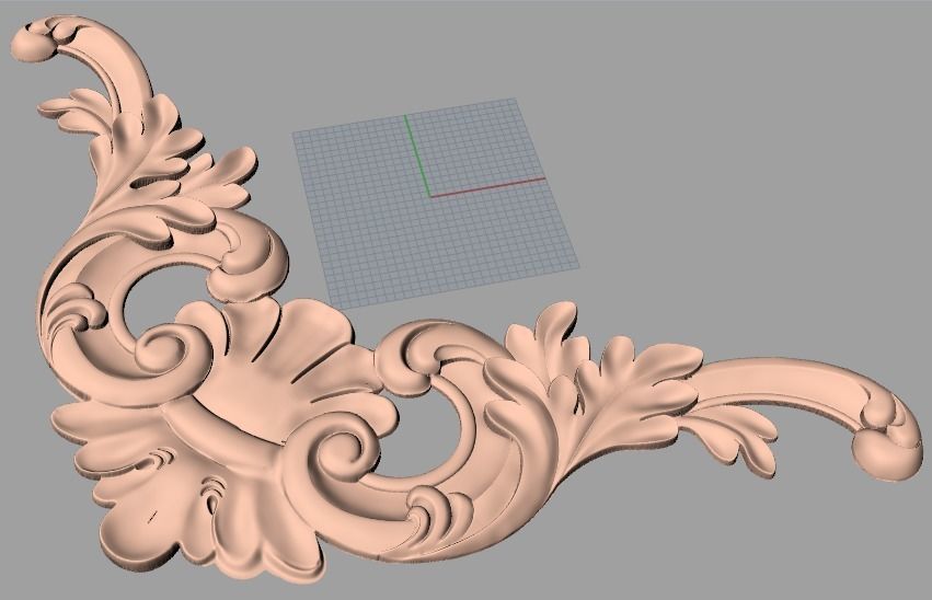 Furniture decorative corner flower 3D STL model for CNC E882 3D model_1
