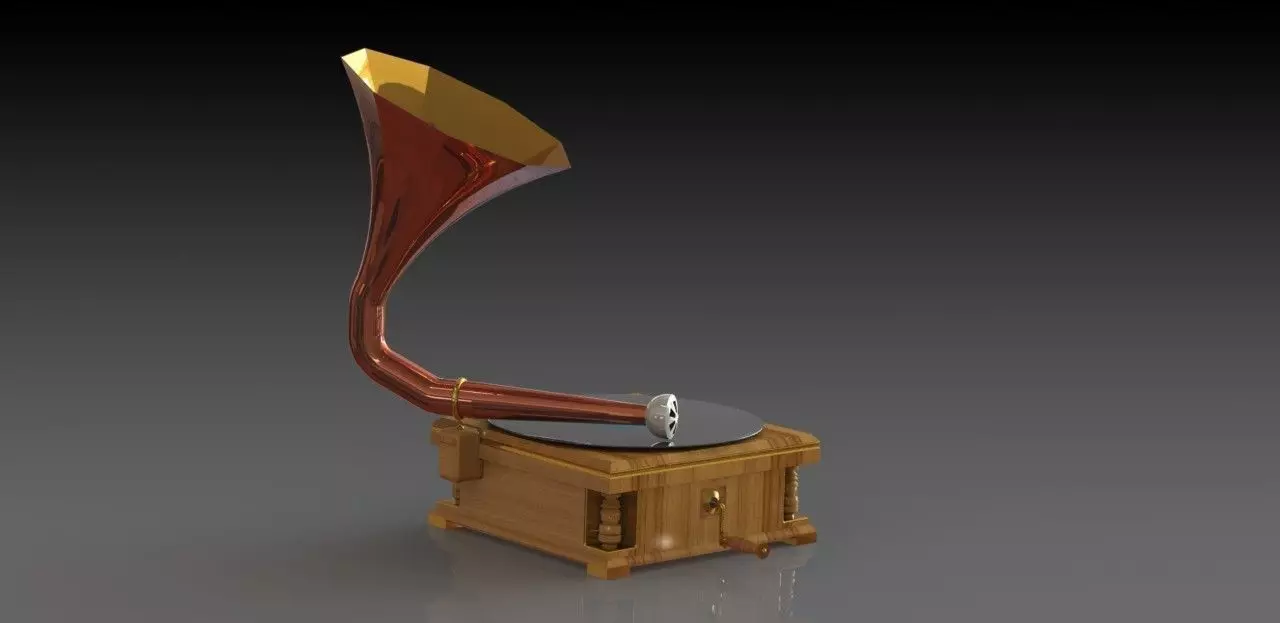 Gramophone Vintage vinyl player Free 3D model_0