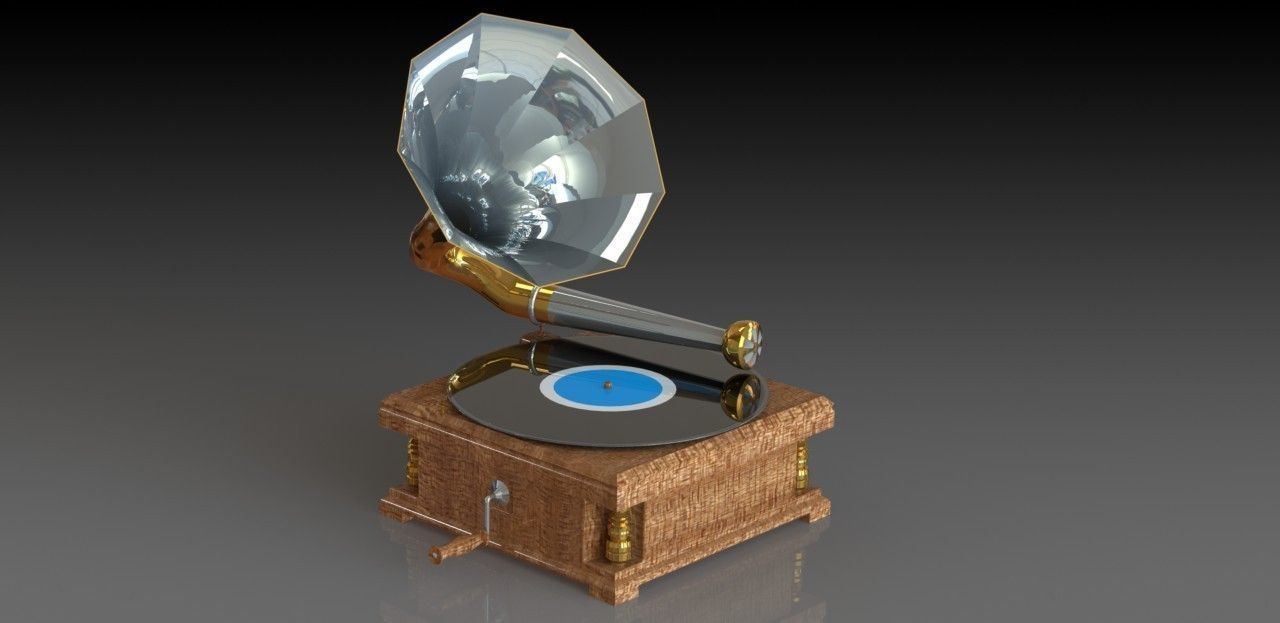 Gramophone Vintage vinyl player Free 3D model_1