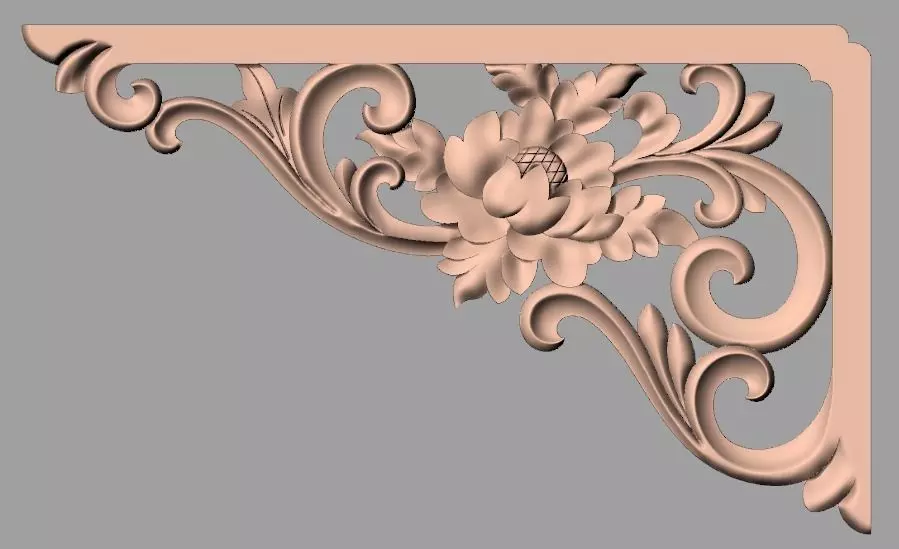 Furniture decorative corner flower 3D STL model for CNC E880 3D model_0