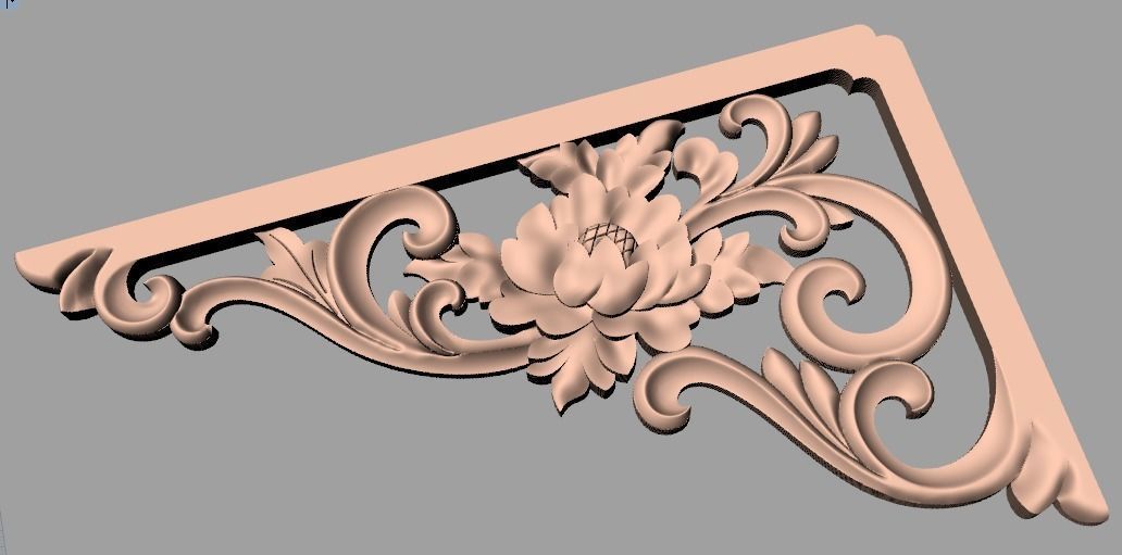 Furniture decorative corner flower 3D STL model for CNC E880 3D model_1