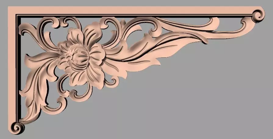 Furniture decorative corner flower 3D STL model for CNC E878 3D model
