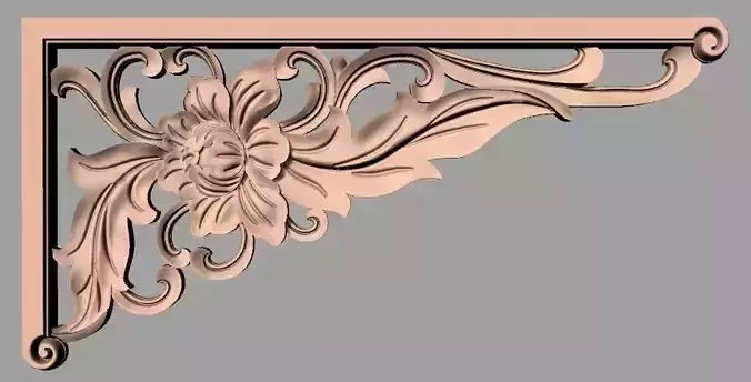 Furniture decorative corner flower 3D STL model for CNC E878