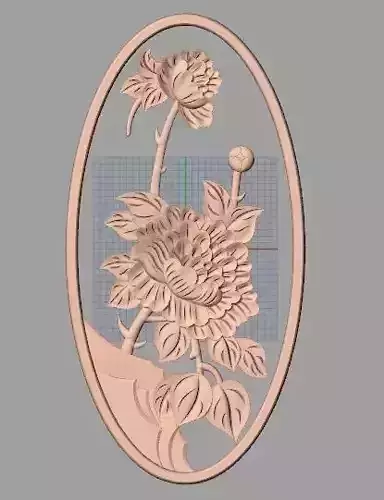 Furniture decorative corner flower 3D STL model for CNC E877 3D model
