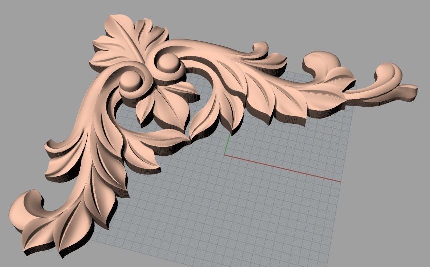 Furniture decorative corner flower 3D STL model for CNC E876 3D model_1