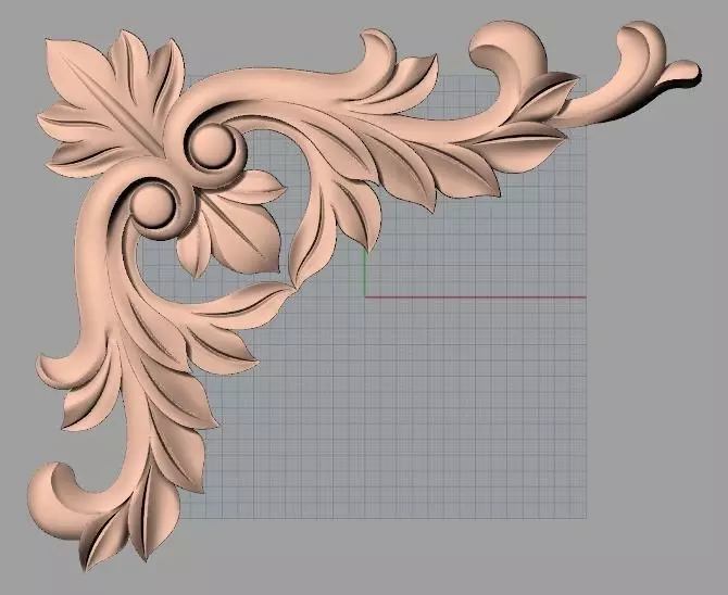 Furniture decorative corner flower 3D STL model for CNC E876 3D model_0