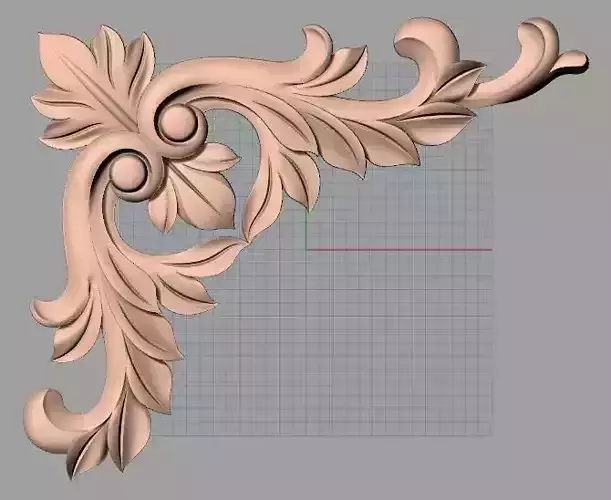 Furniture decorative corner flower 3D STL model for CNC E876