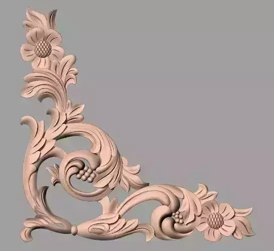 Furniture decorative corner flower 3D STL model for CNC E875