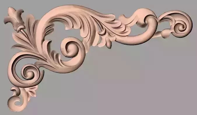 Furniture decorative corner flower 3D STL model for CNC E874