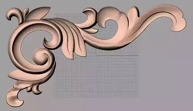 Furniture decorative corner flower 3D STL model for CNC E873