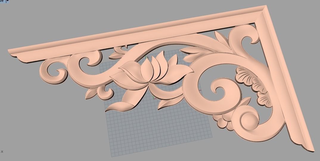 Furniture decorative corner flower 3D STL model for CNC E872 3D model_1